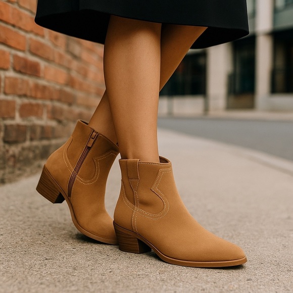 torrid Shoes - Torrid Ankle Western Bootie Tan Heeled Boots Size 11WW Cowgirl